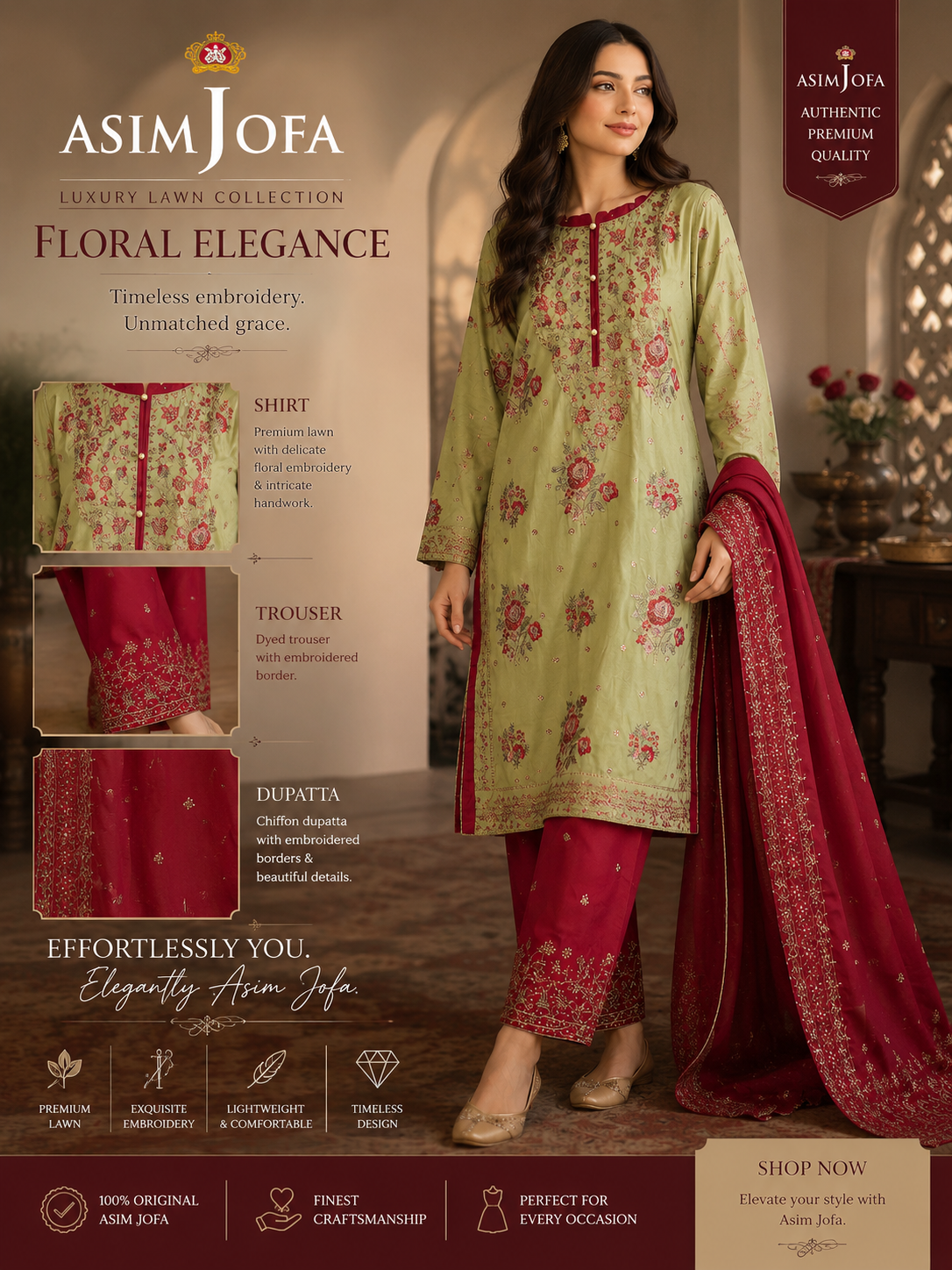 Asim Jofa – Pistachio Bloom Luxury 3-Piece Suit
