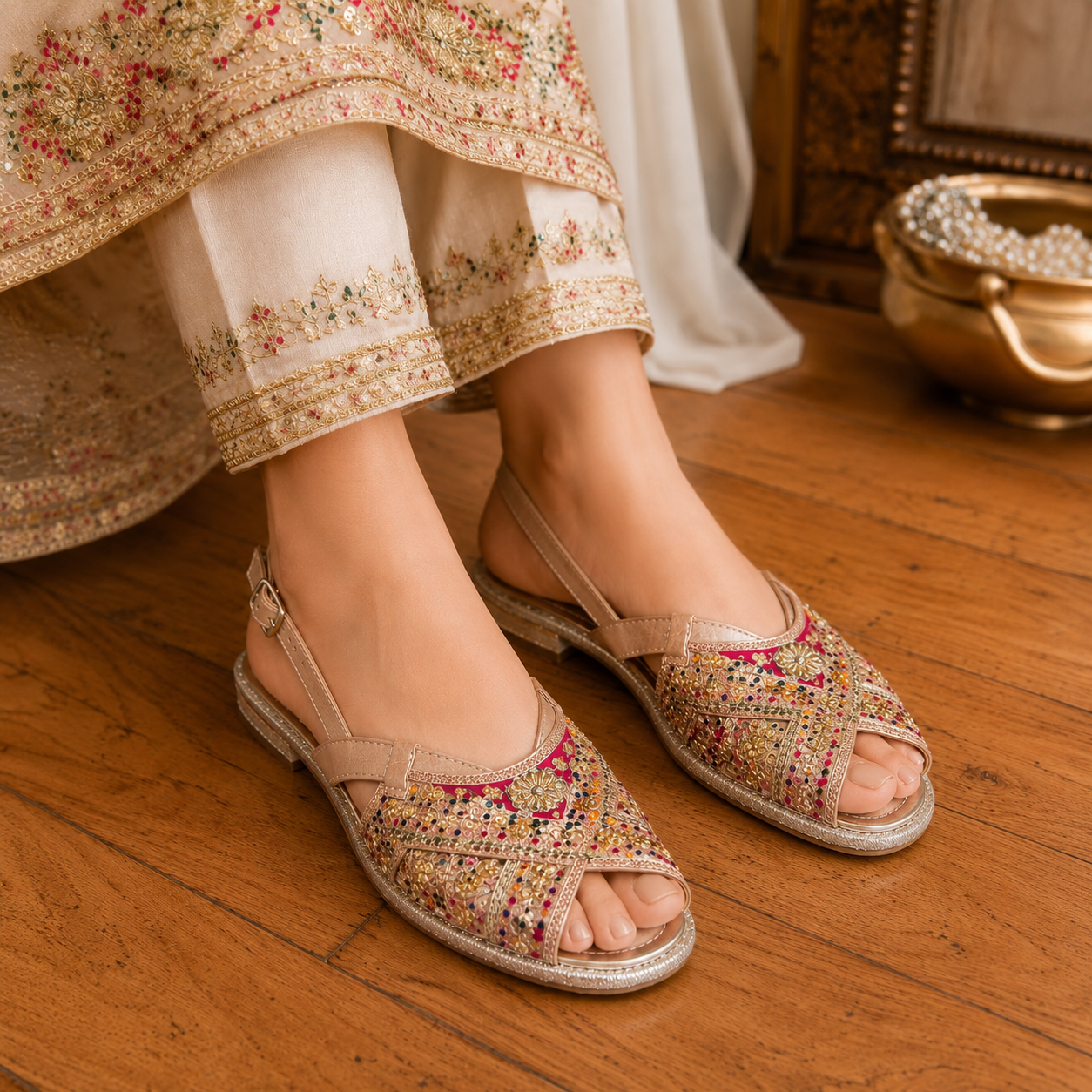 Noor Embellished Festive Sandals