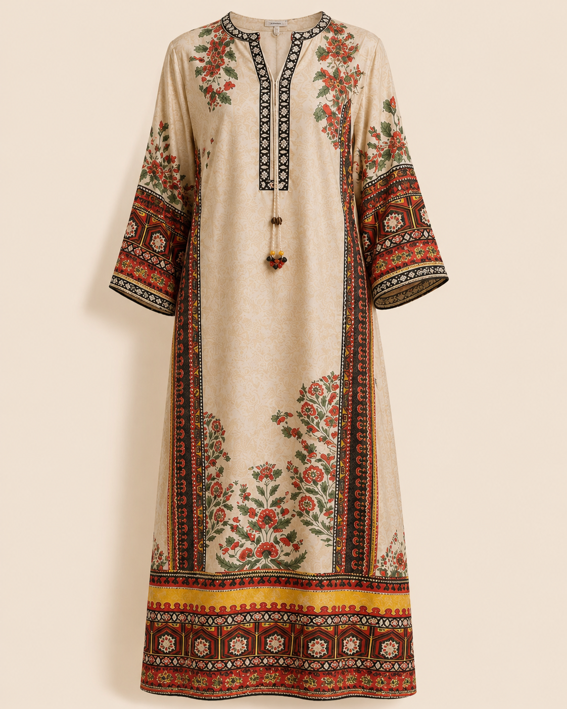 Cream Printed Maxi Dress