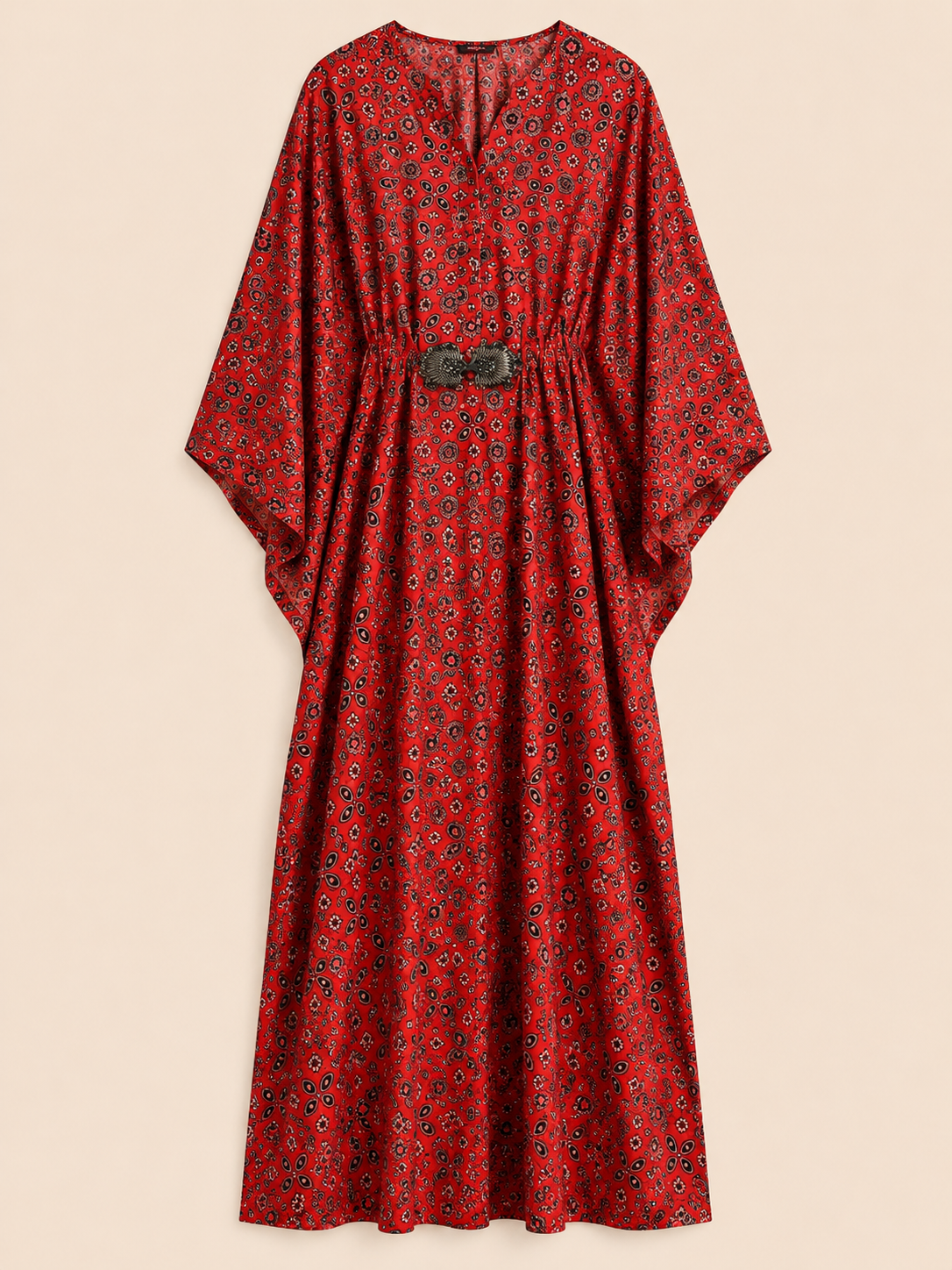 RED PRINTED KAFTAN