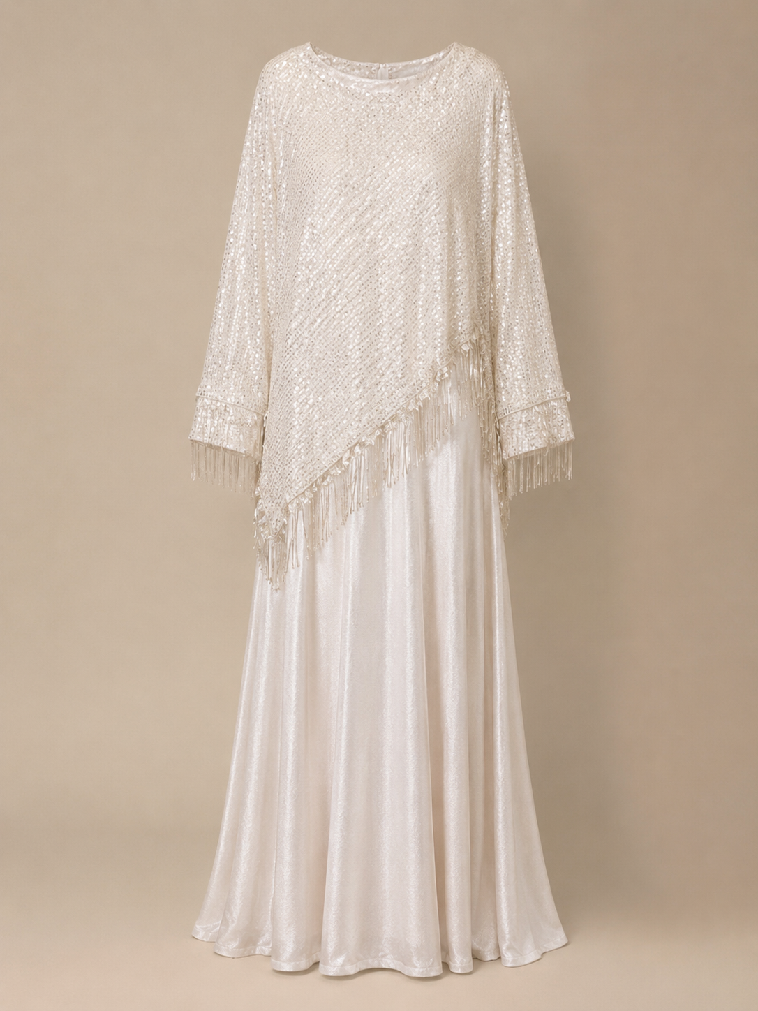 Elegant White Crushed Silk Maxi Set