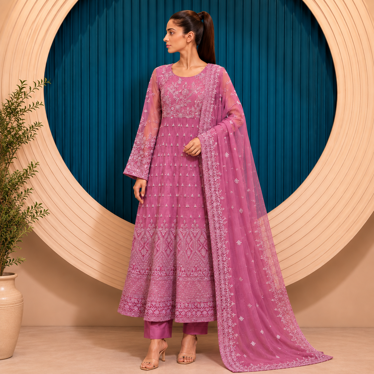 Keserya 3-Piece Embroidered Maxi Set