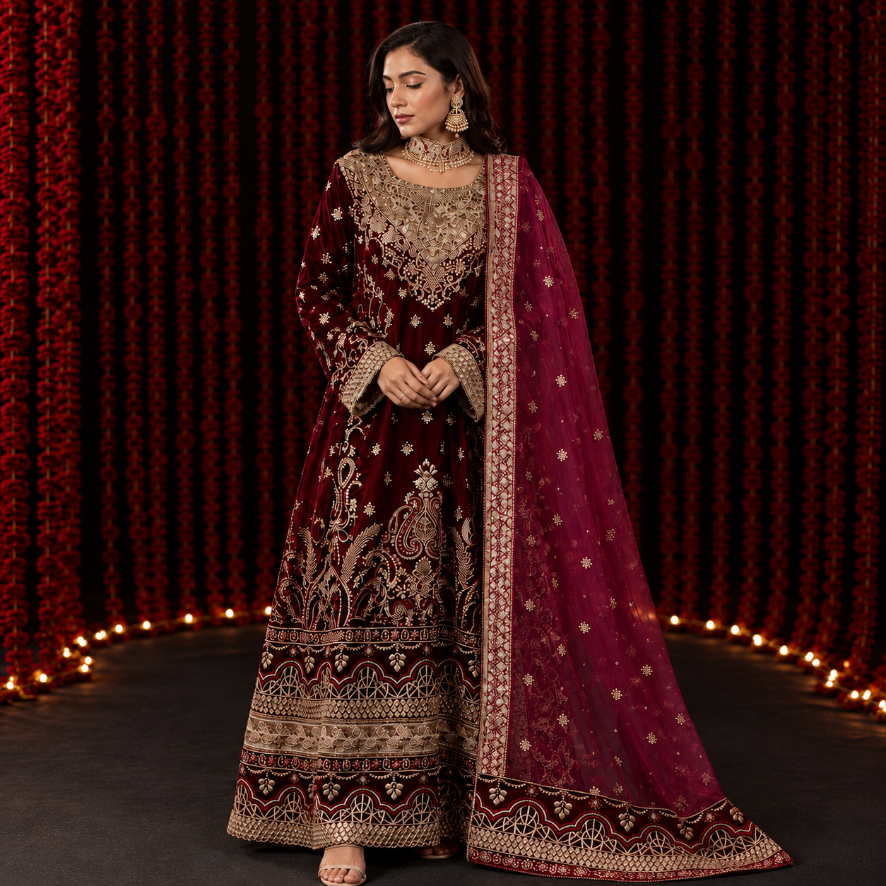 Desi Bazar Luxury Velvet 3-Piece dress