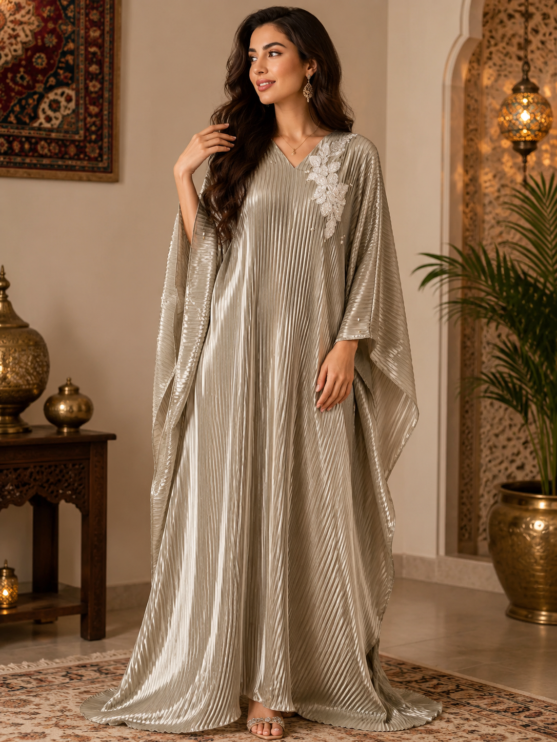 Champagne Pleated Kaftan