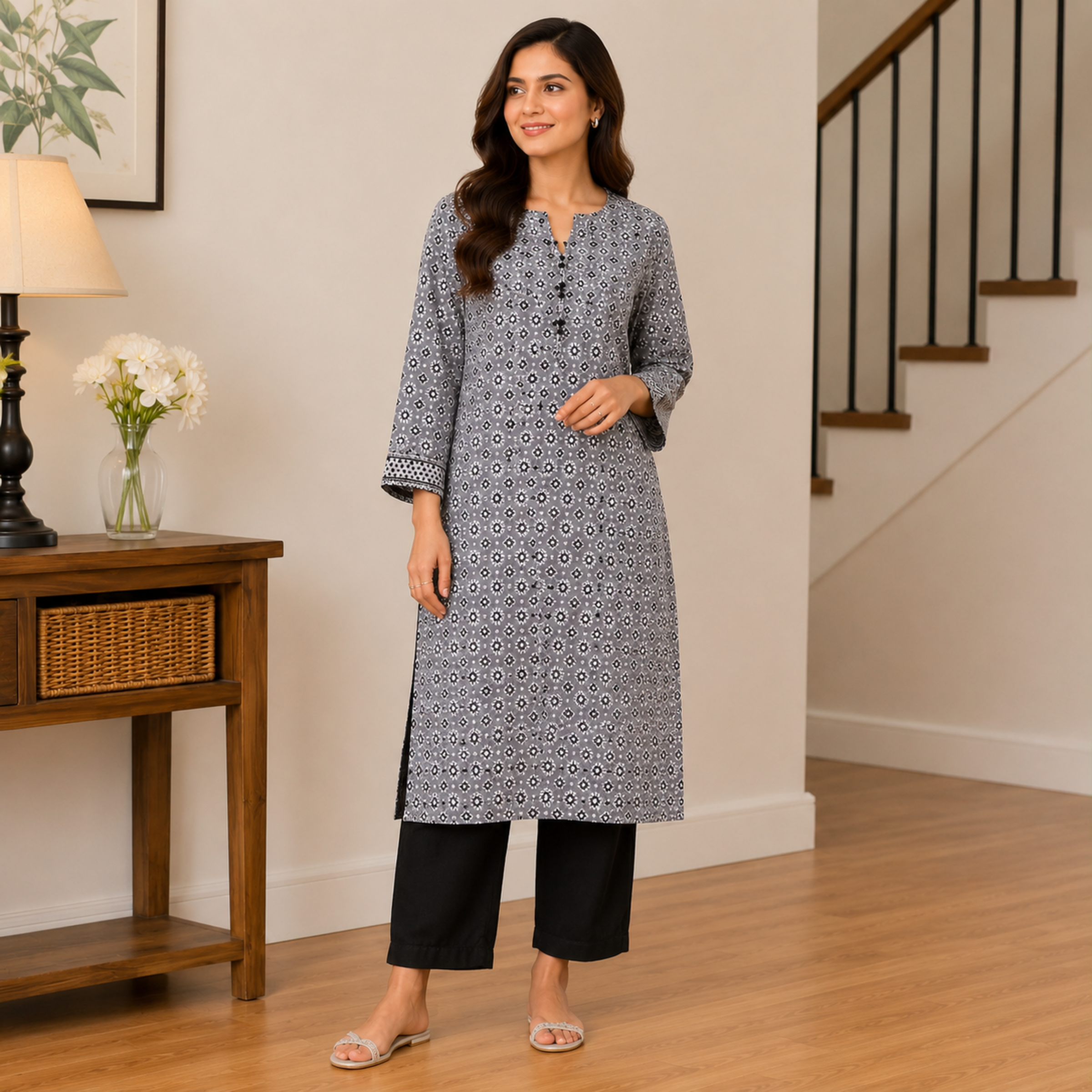 Sapphire 2-Piece Lawn Suit - Grey