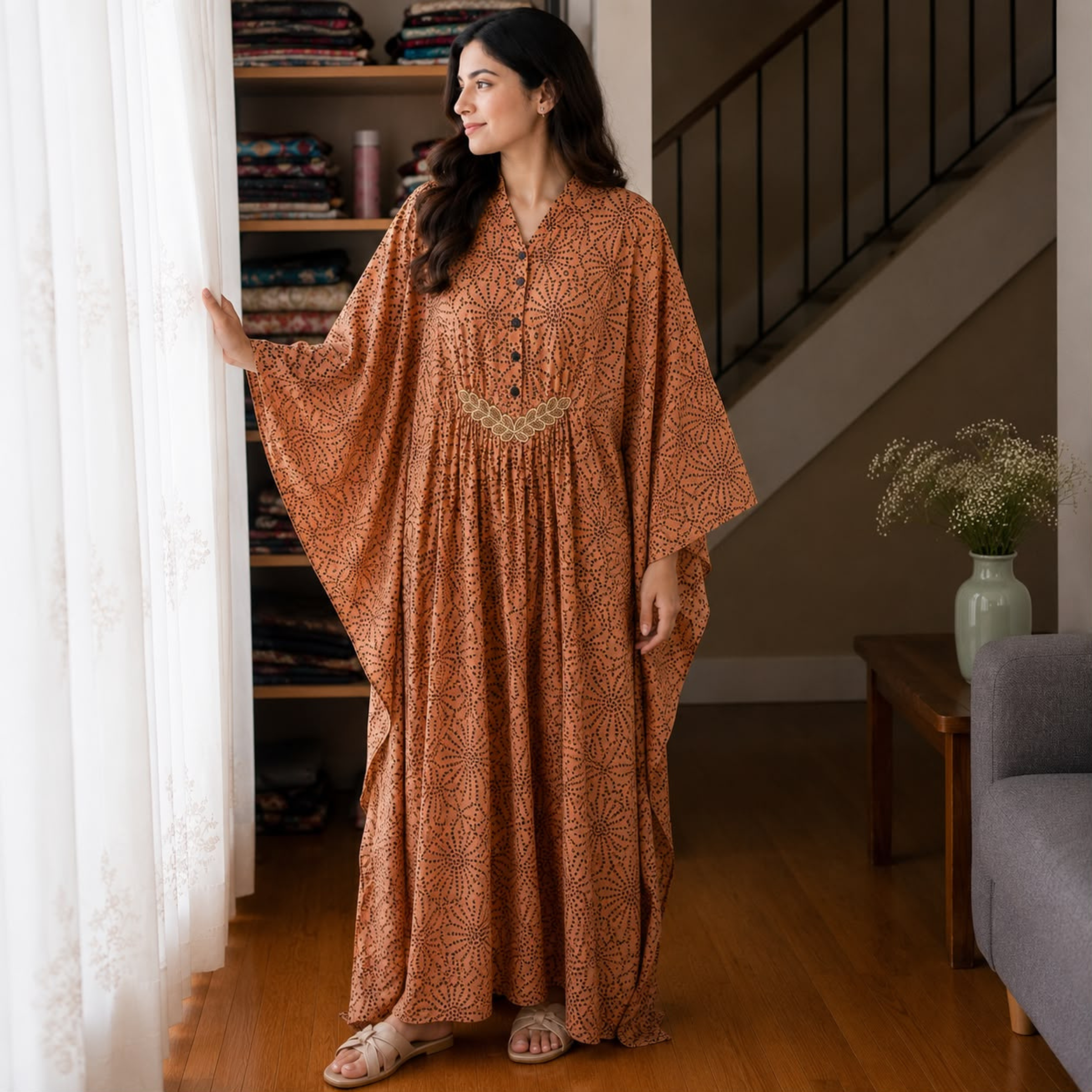 Premium Printed Silk Kaftan