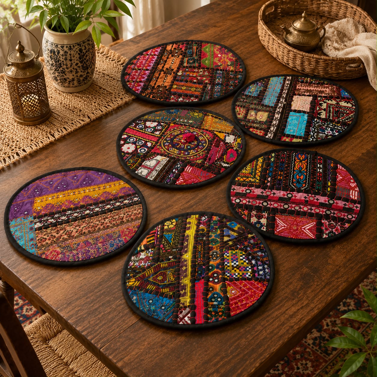 Handcrafted embroidered table mats