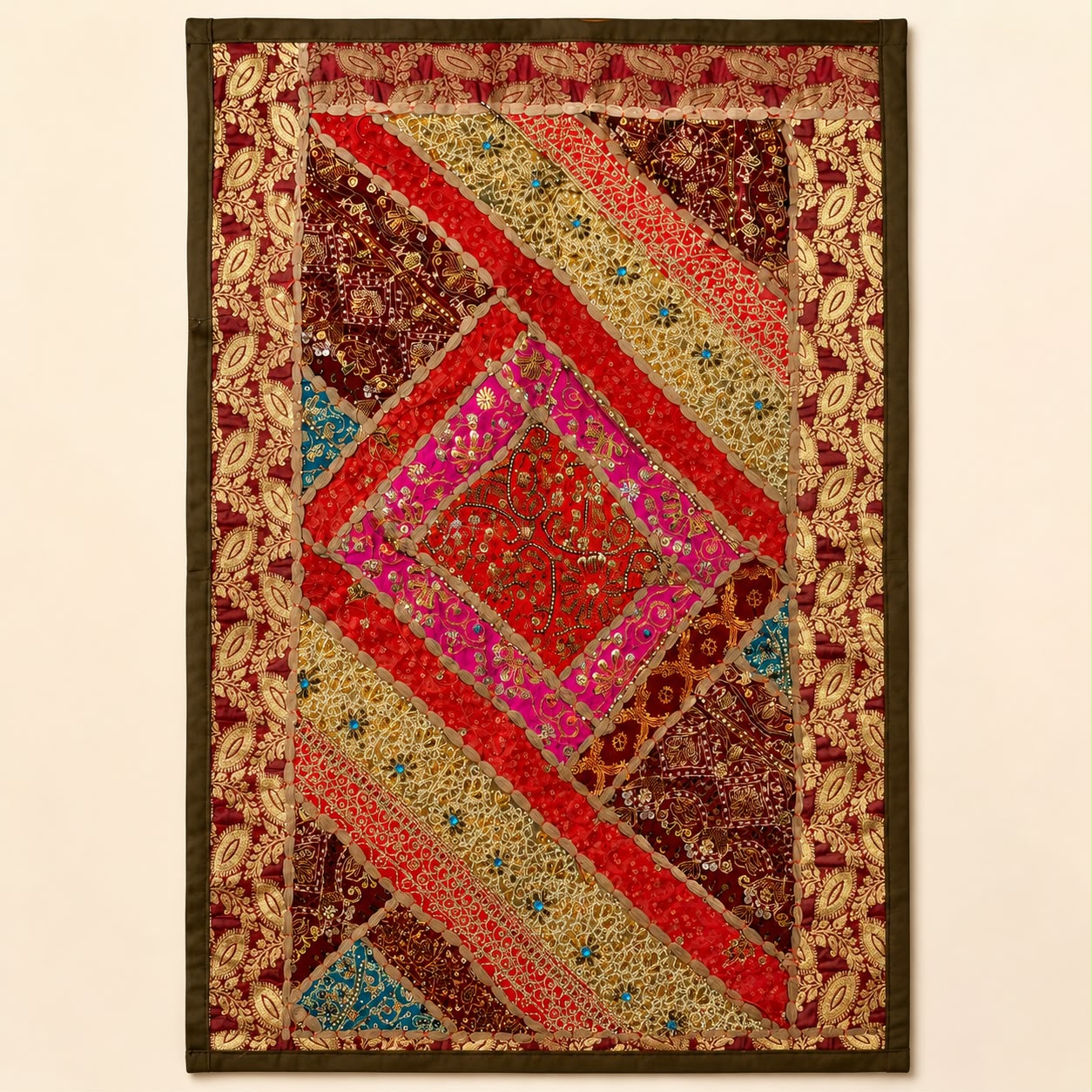 Handcrafted Vintage Patchwork Wall Hanging