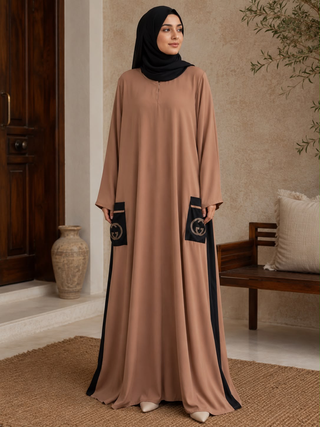 Classic Camel Silk Abaya