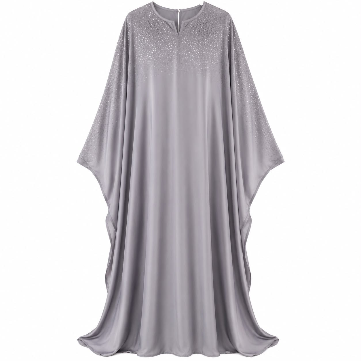 Elegant Silver Grey Butterfly Abaya