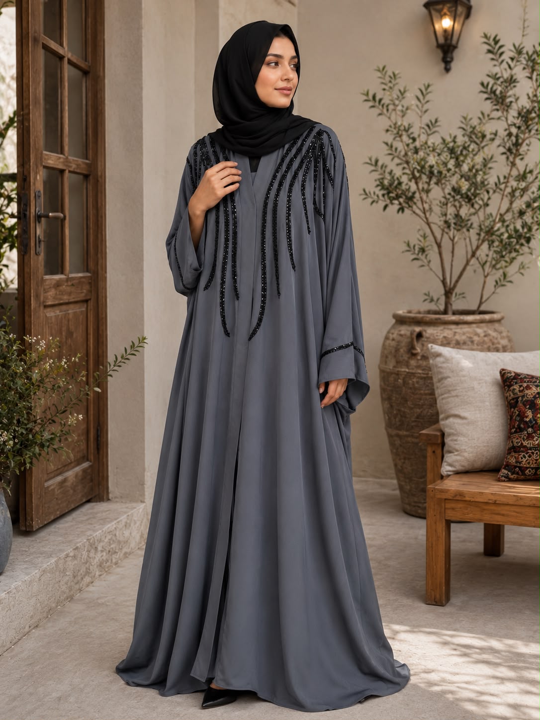 Charcoal Elegance Abaya