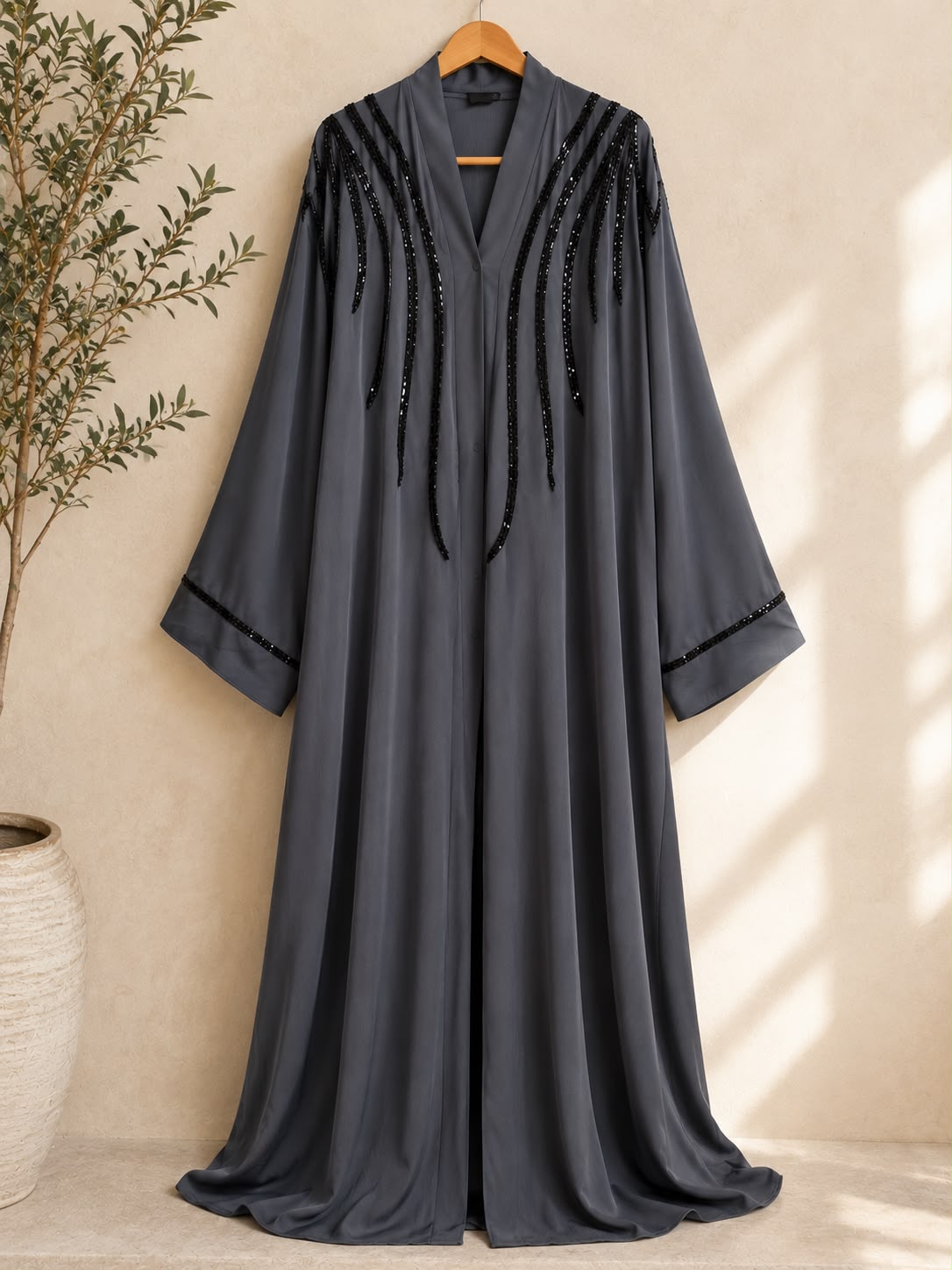 Charcoal Elegance Abaya