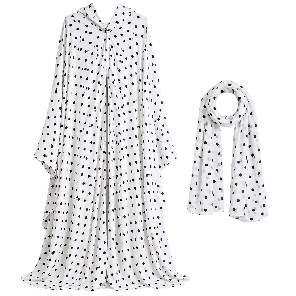 Abaya Style Chaadar – White Polka Dot