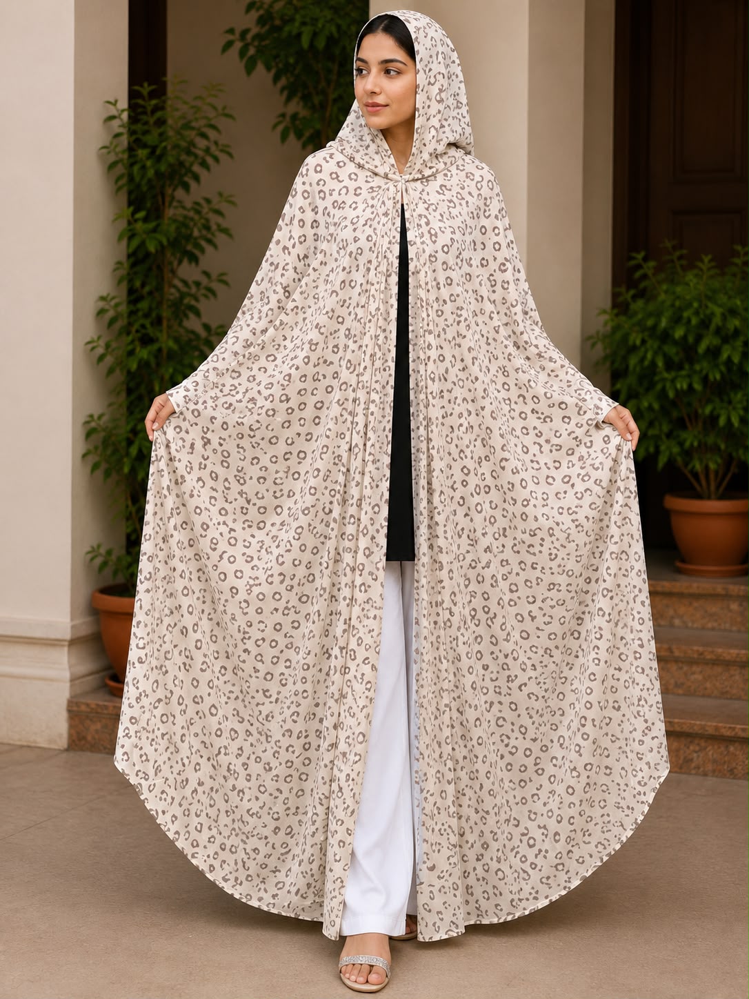 Leopard Print Abaya Style Chaadar