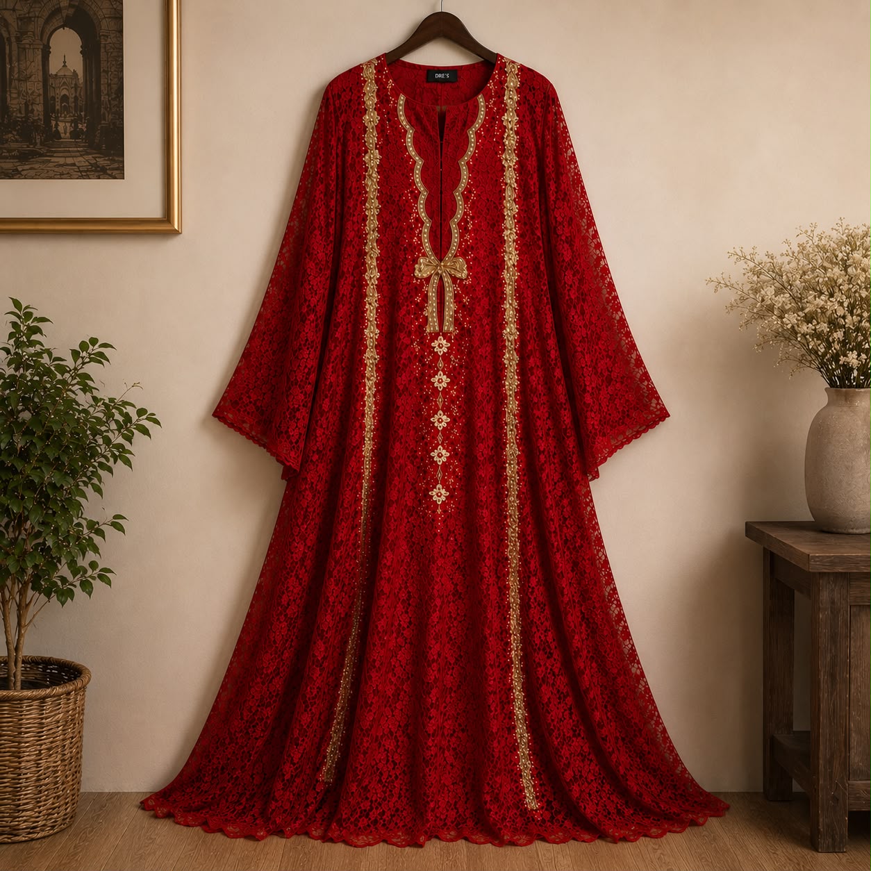 Royal Ruby Turkish Lace Gown