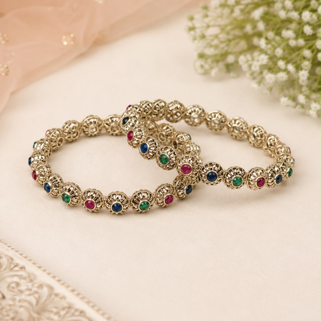 Antique Stone Bangles Pair