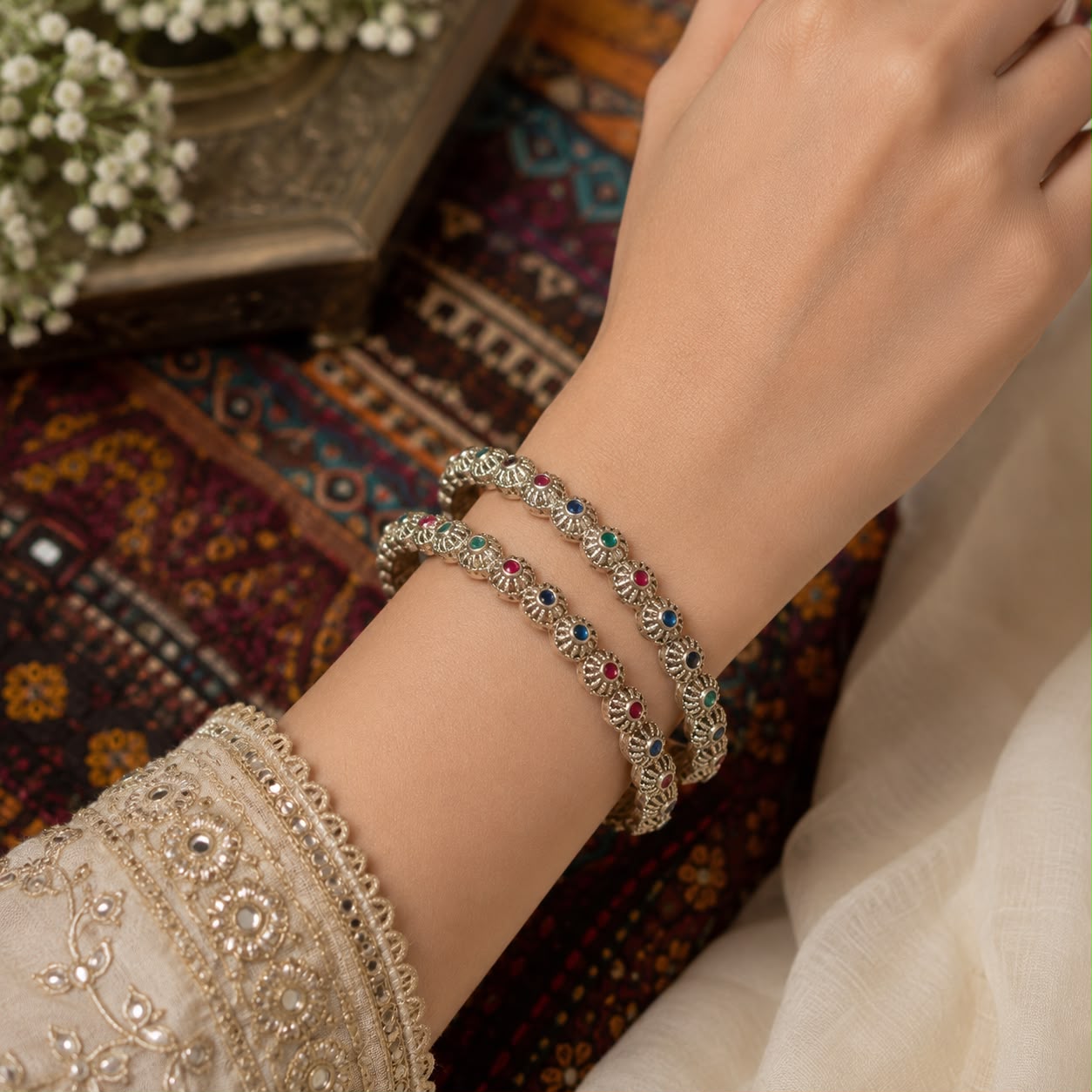Antique Stone Bangles Pair