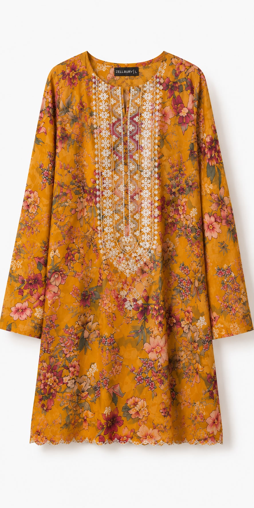 Zellbury Mustard Floral Lawn 2-Piece Suit