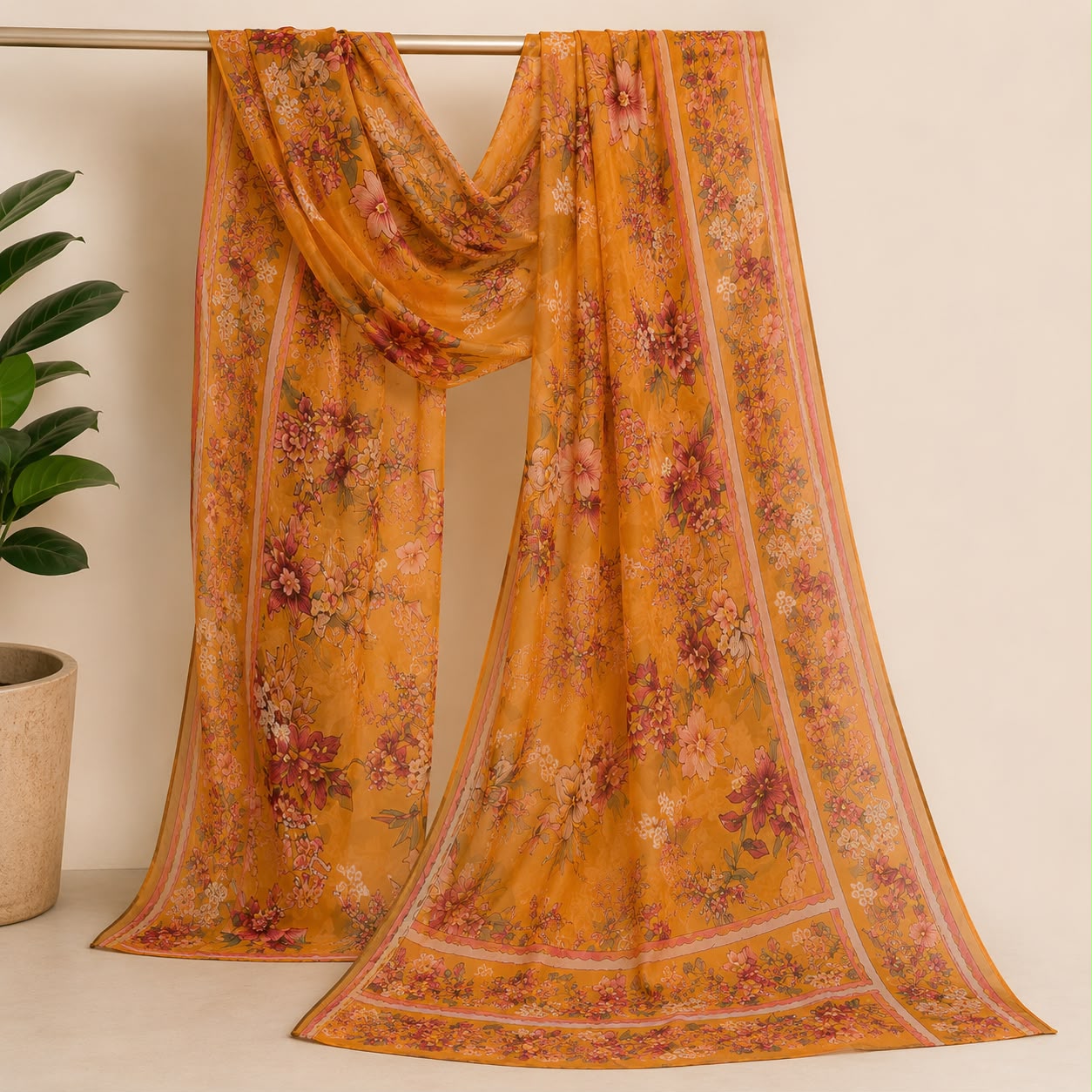 Zellbury Mustard Floral Lawn 2-Piece Suit