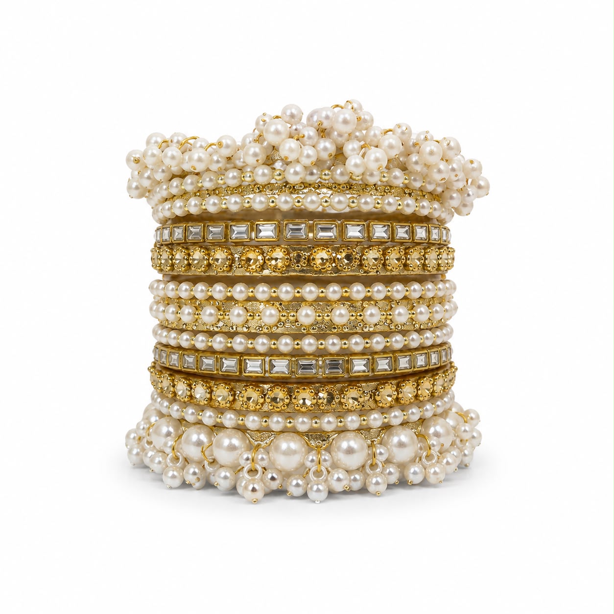 Gajra Pearl Bangles Set