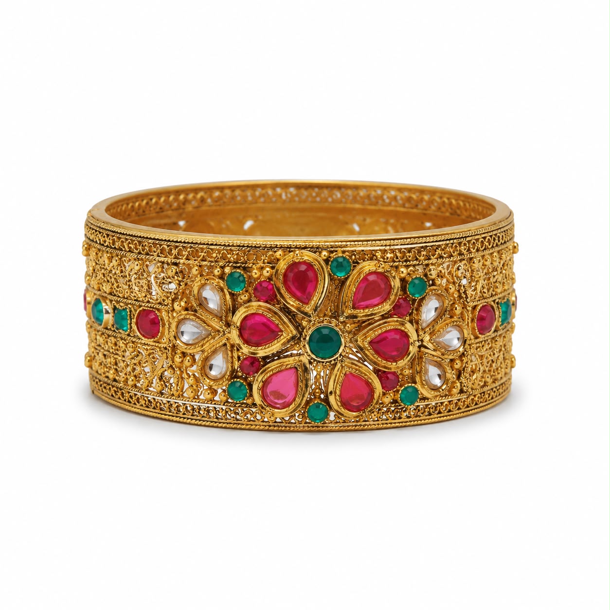 Floral Kundan Statement Cuff