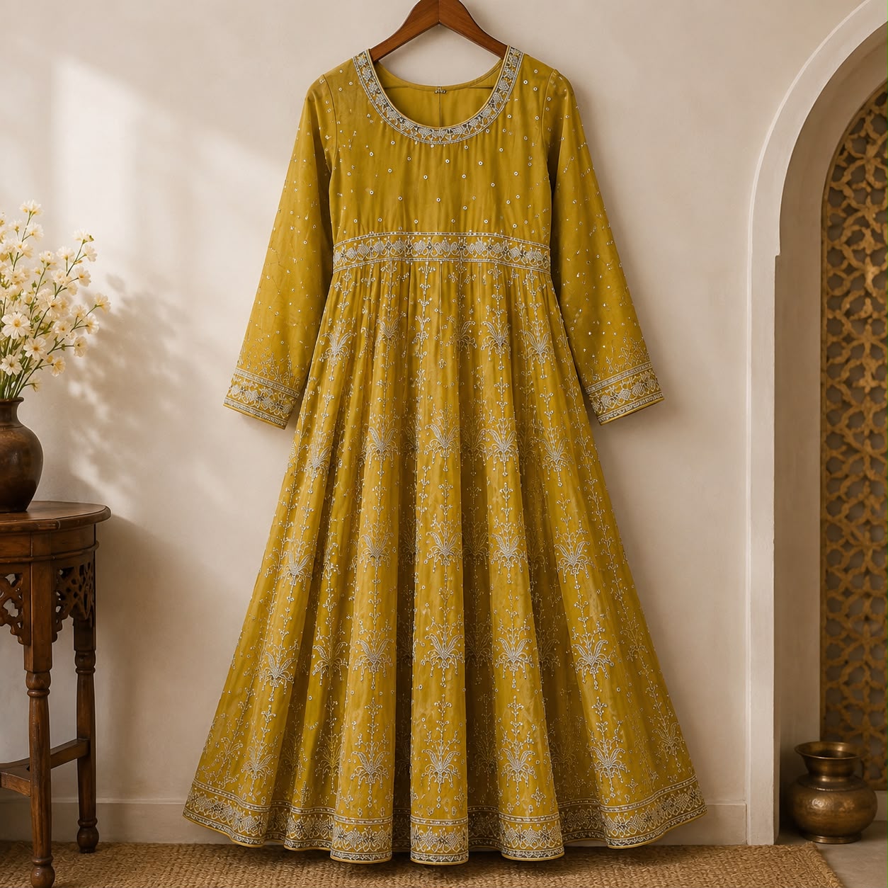 Asim Jofa Luxury Formal 3-Piece Suit - Mustard Green