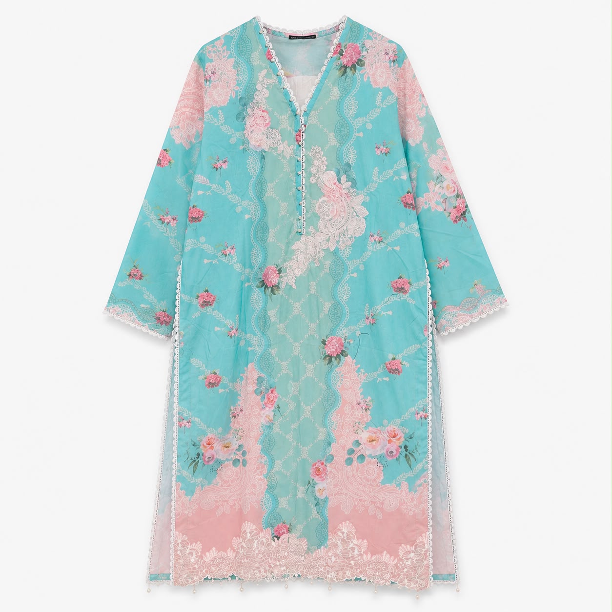 Junaid Jamshed Aqua Blossom Lawn dress