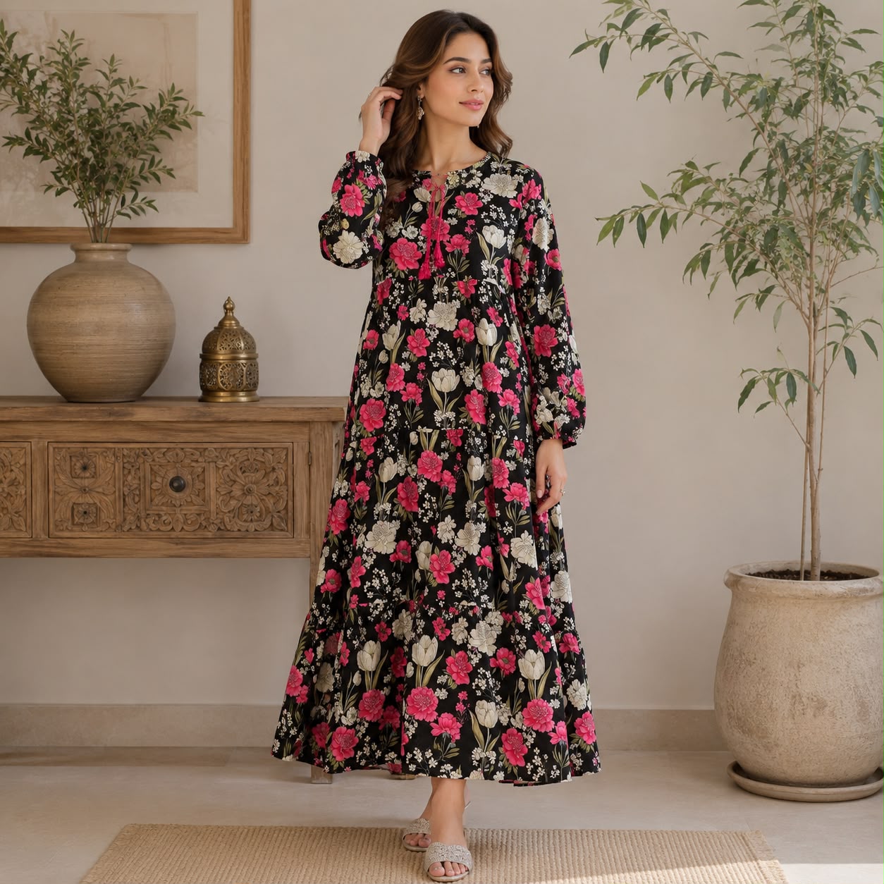Red Blossom Kaftan