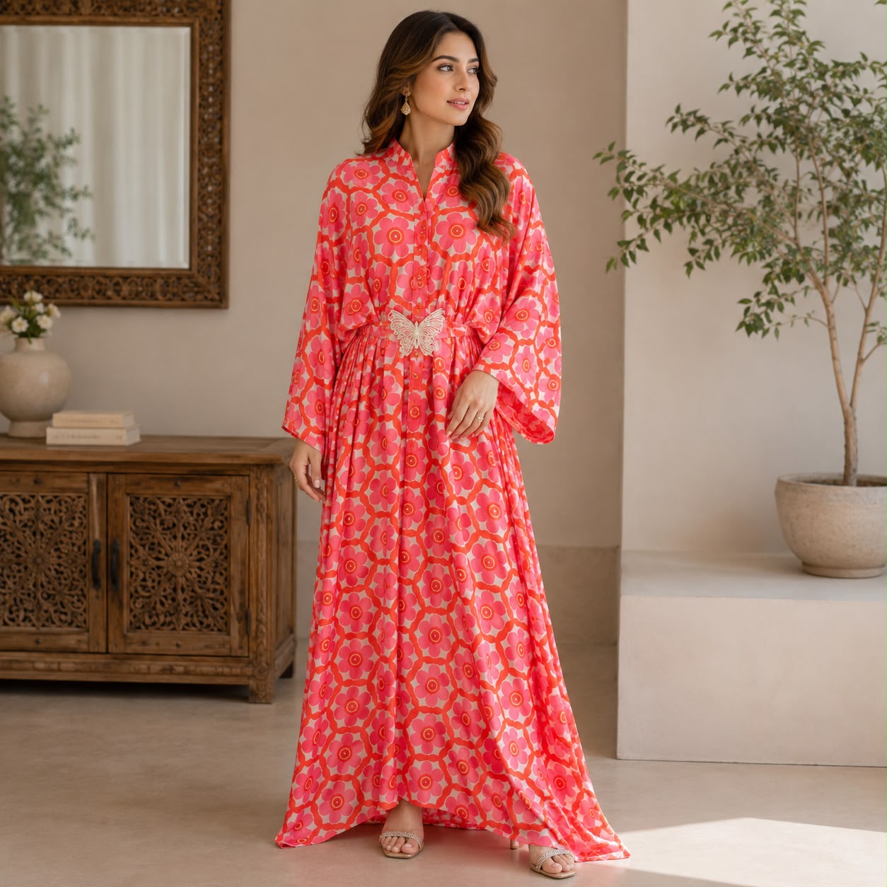 Butterfly Pink Kaftan