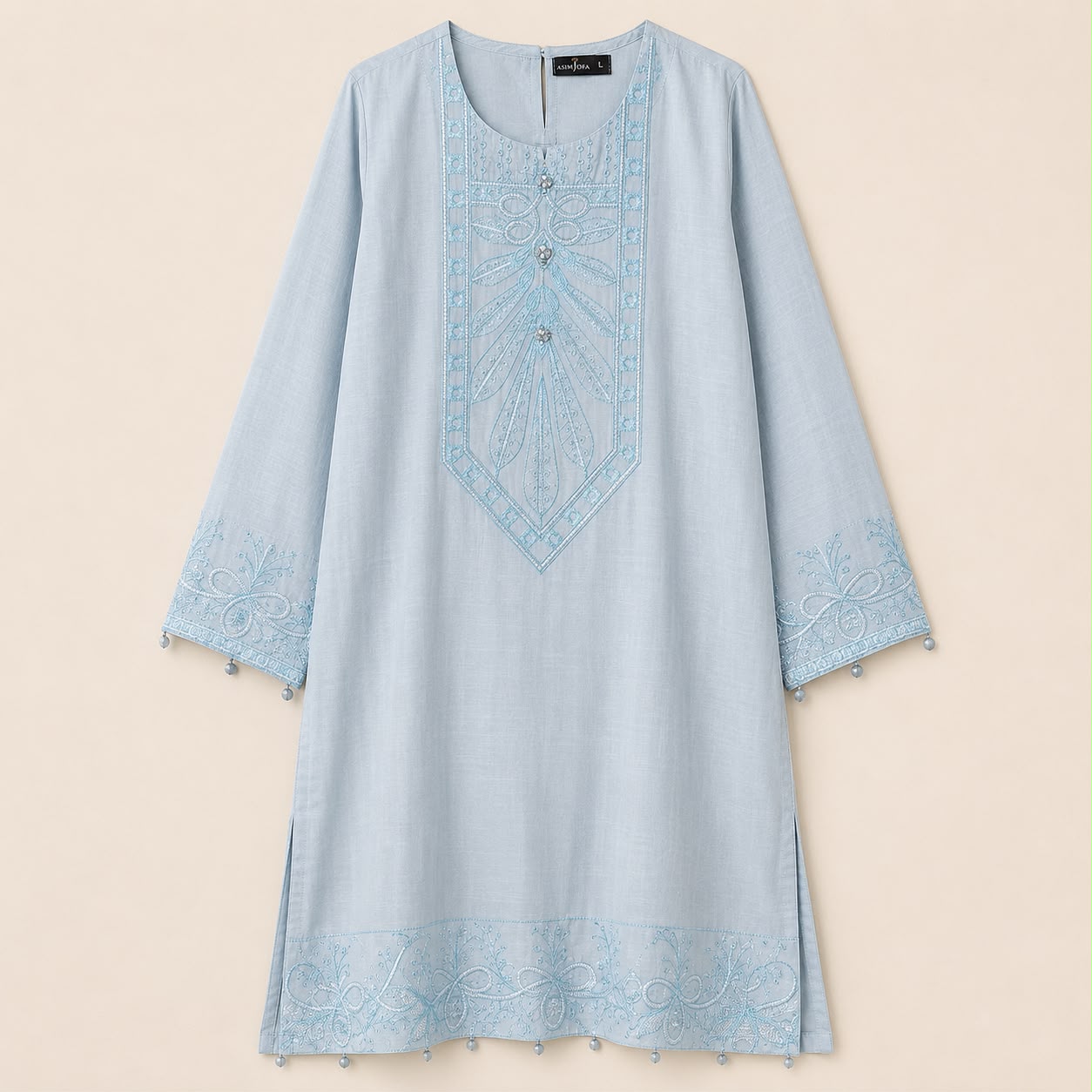 Celestial Mist Embroidered 3-Piece Suit - Asim Jofa