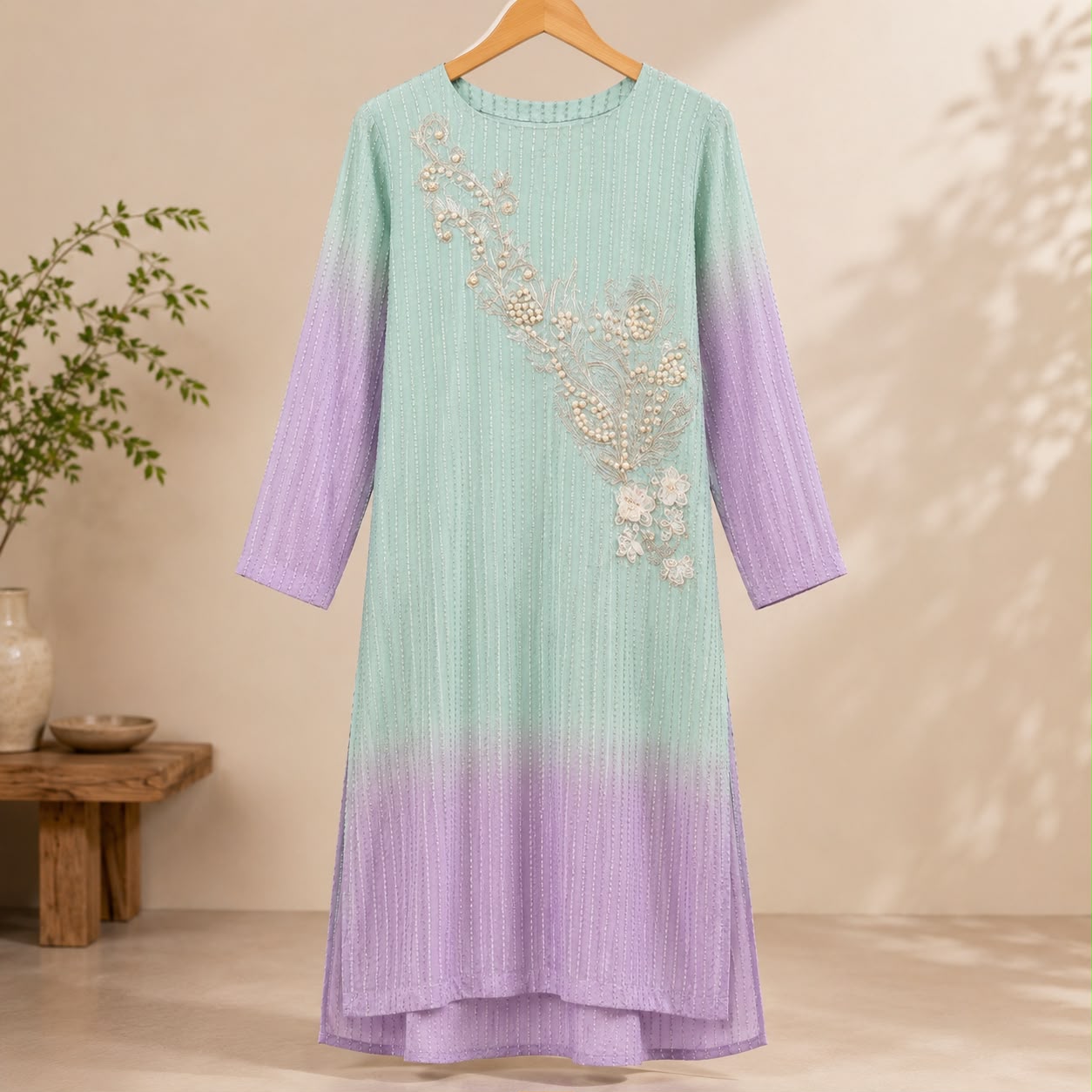 Pearl Mist Chiffon 3-Piece Dress