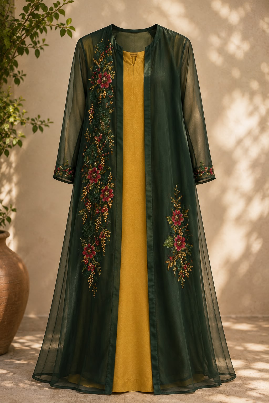 Maria B Emerald Grace Layered Maxi Set