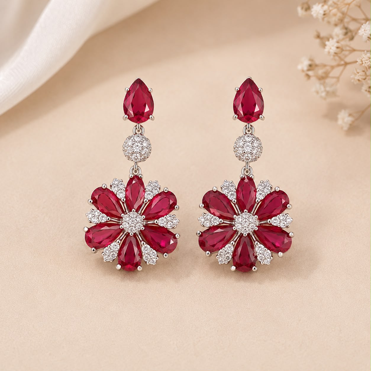 Ruby Bloom Necklace Set