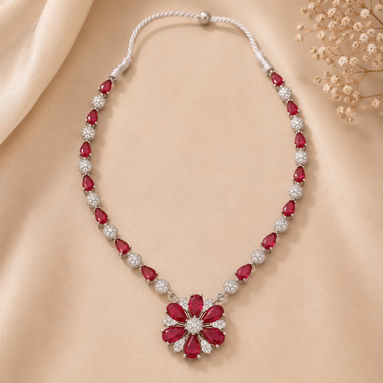 Ruby Bloom Necklace Set