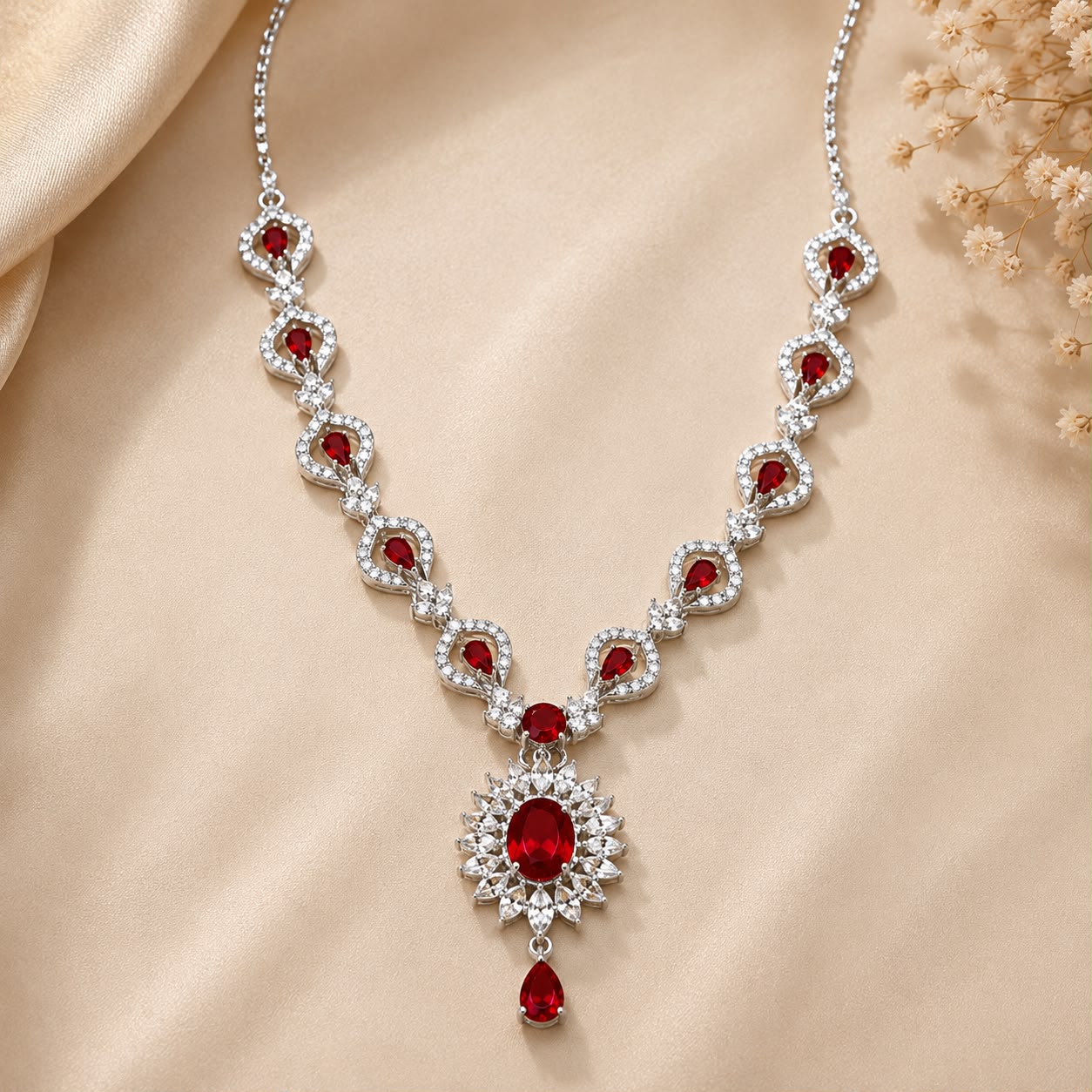 Crimson Zircon Jewelry Set