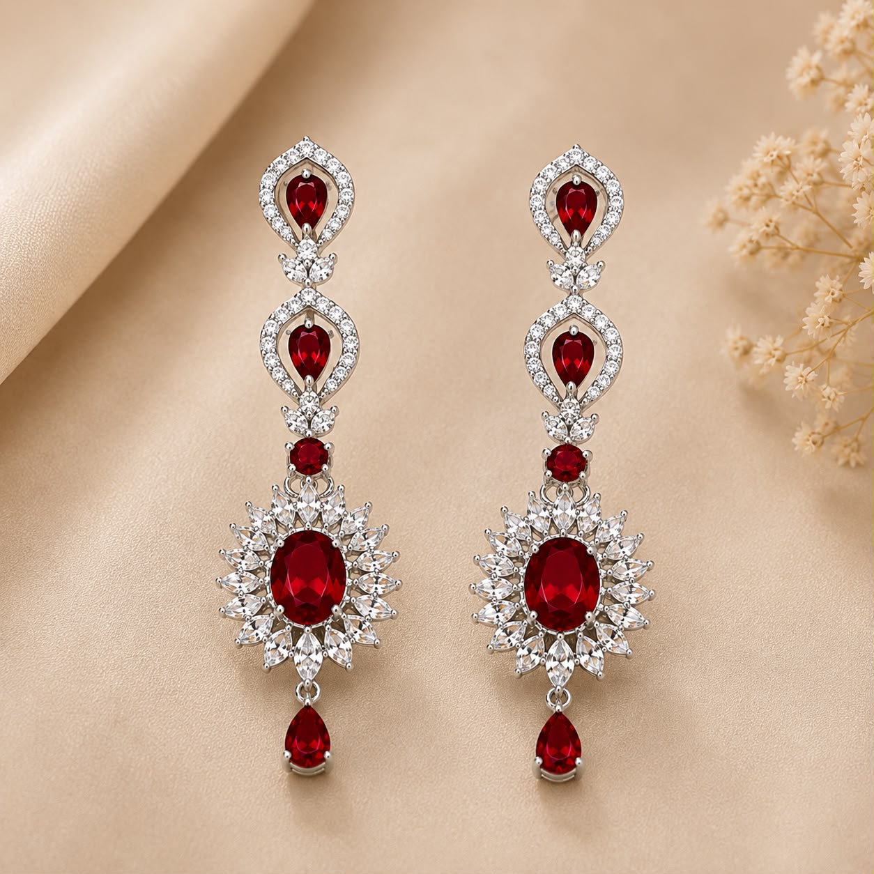 Crimson Zircon Jewelry Set