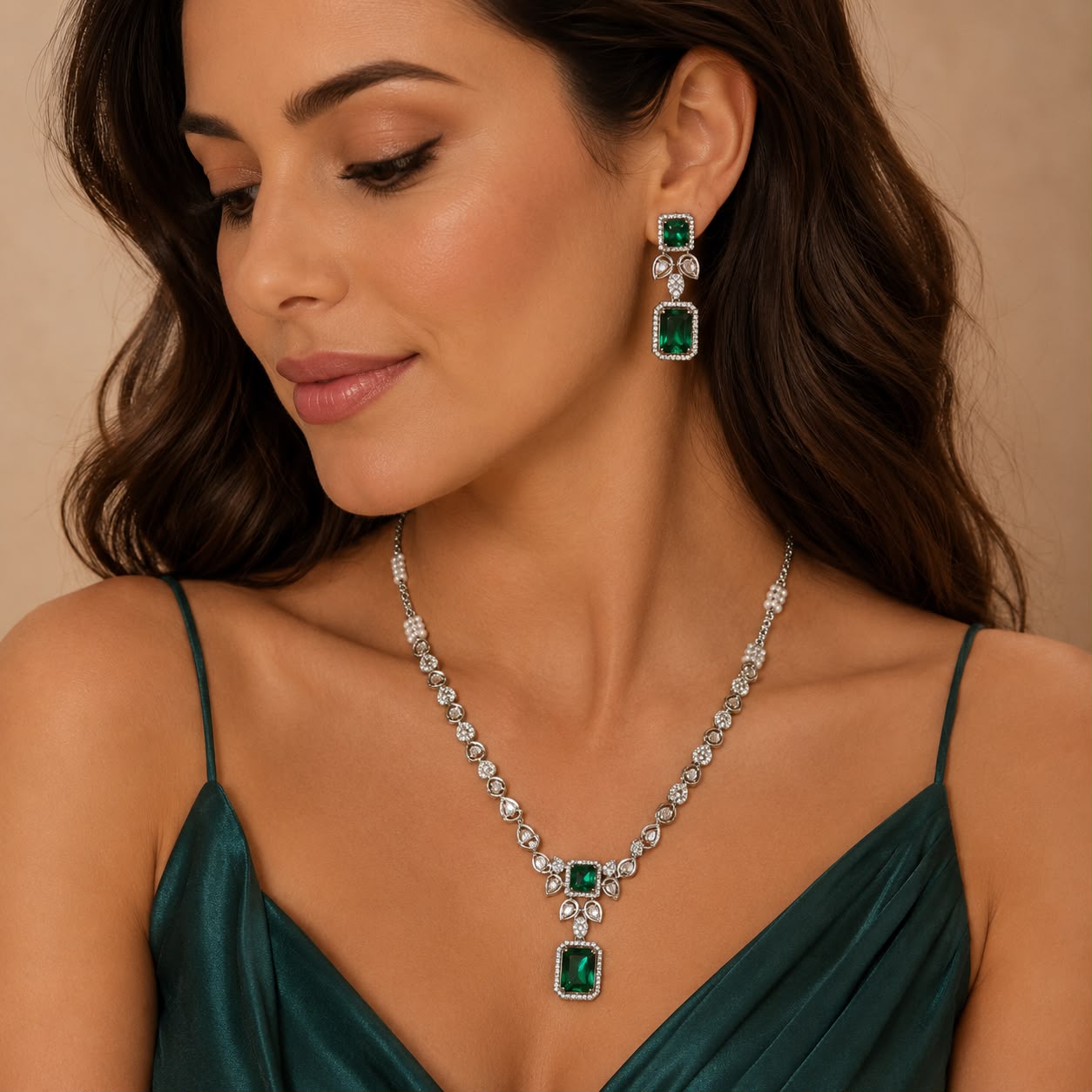 Emerald Green Zircon Jewelry Set