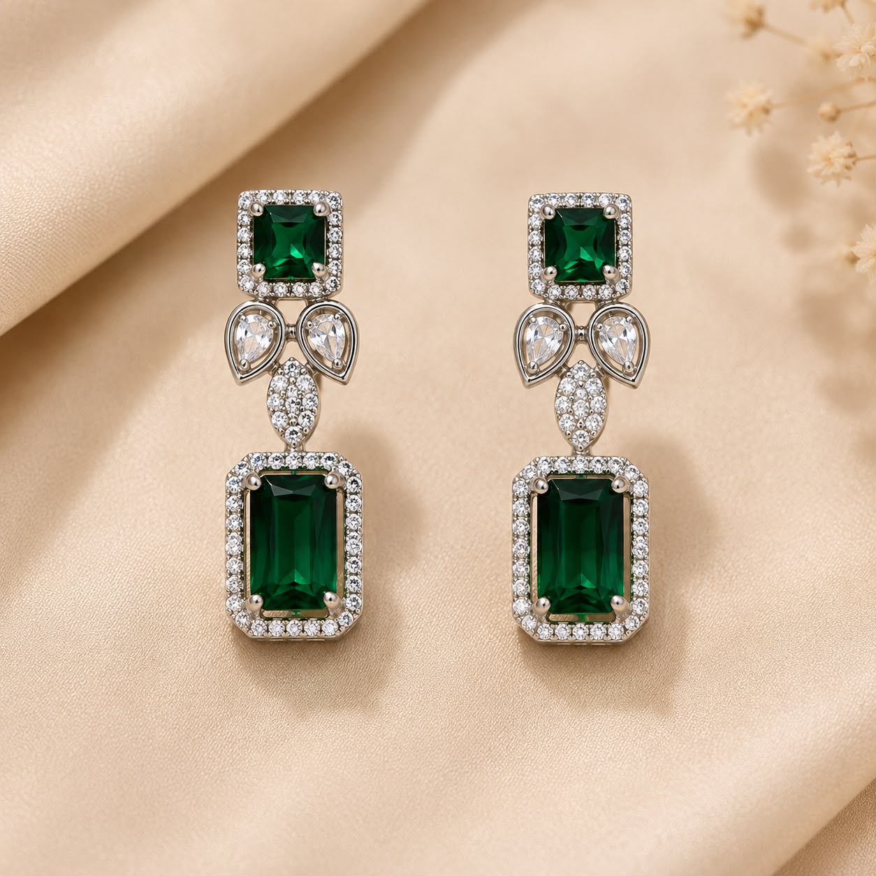 Emerald Green Zircon Jewelry Set