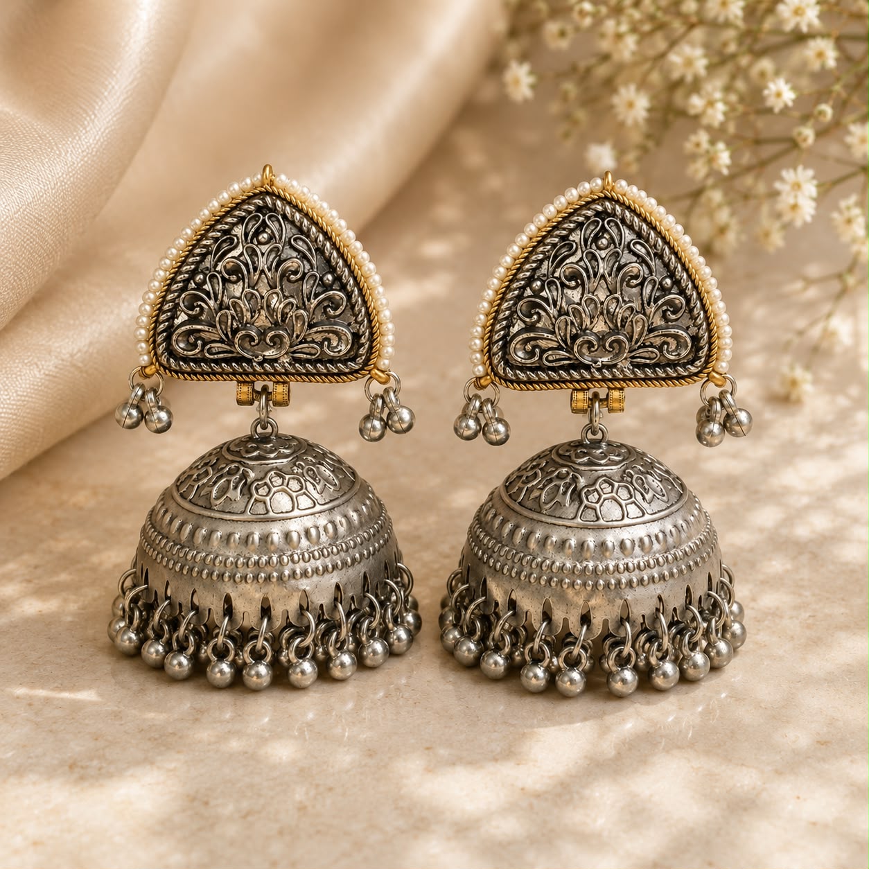 vintage-style jhumka earrings
