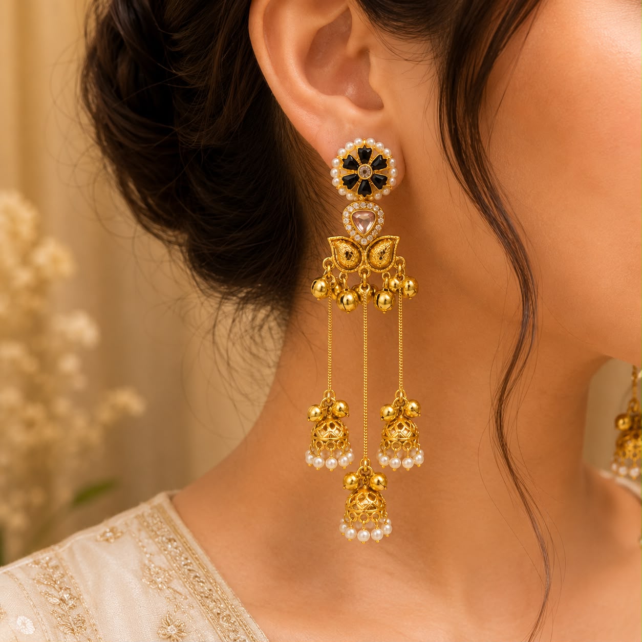 Black Kashmiri Heritage Earrings