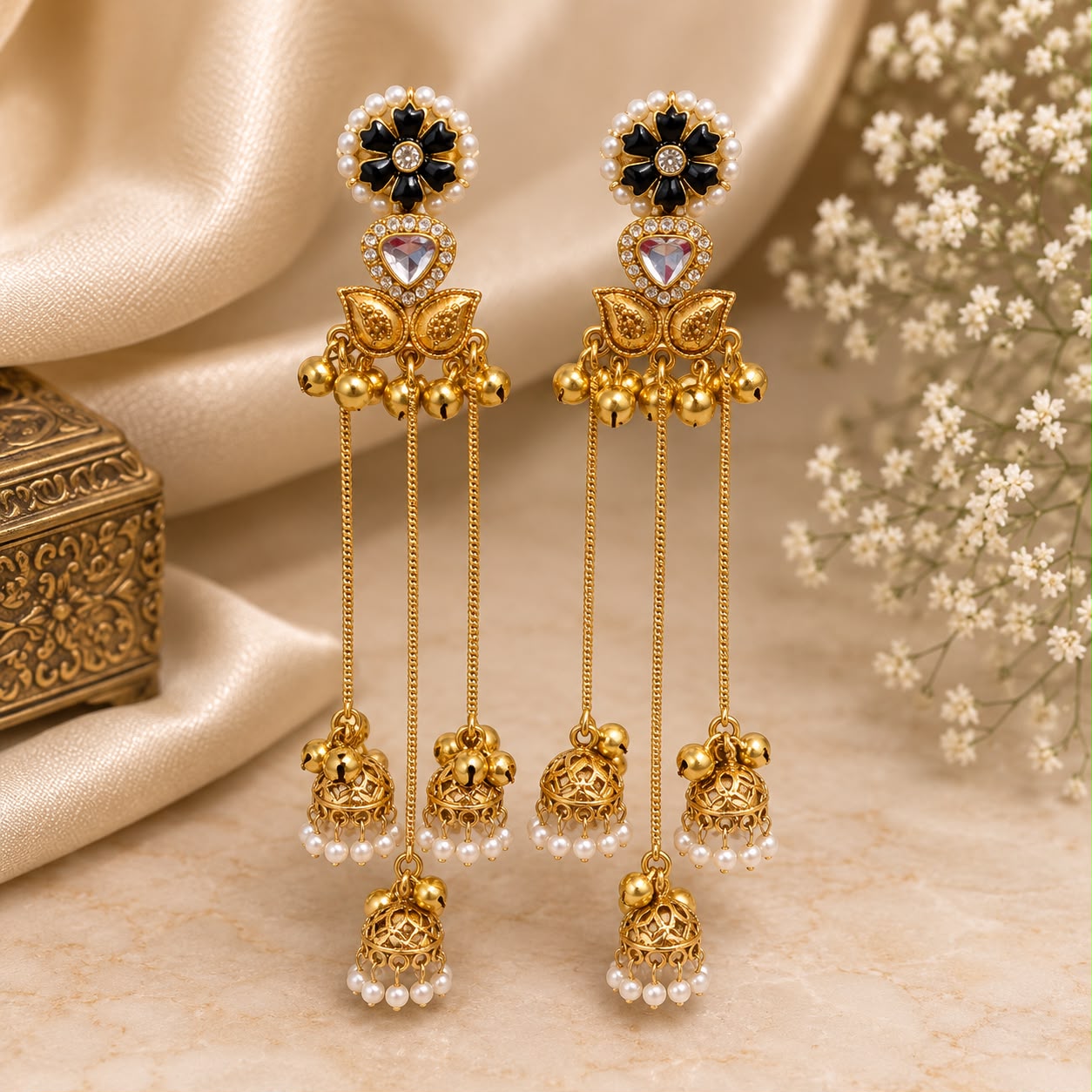 Black Kashmiri Heritage Earrings