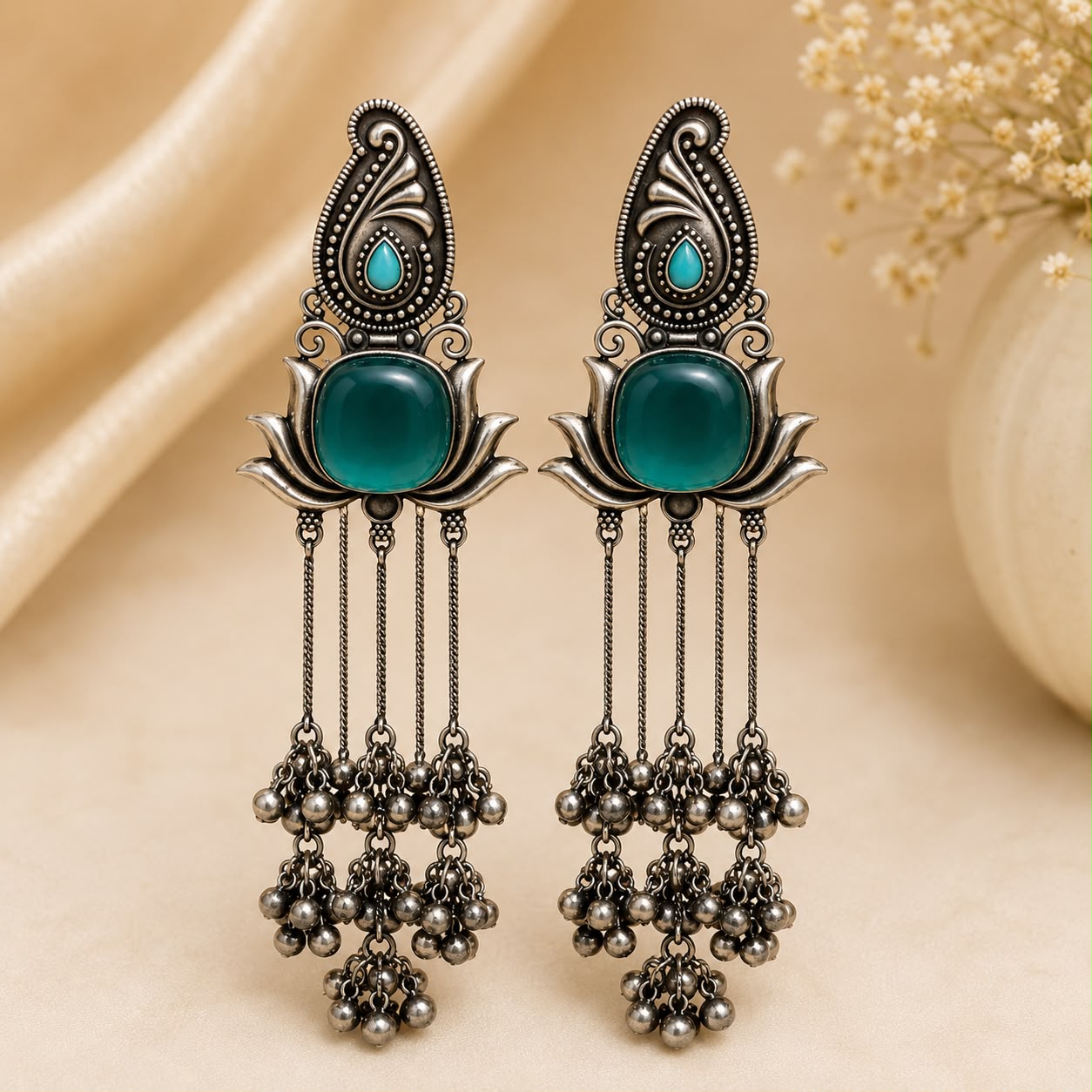 Turquoise Kashmiri Heritage Earrings