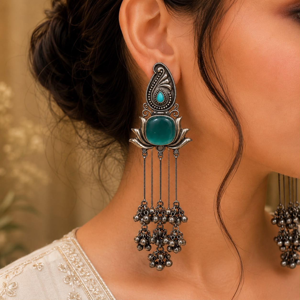 Turquoise Kashmiri Heritage Earrings