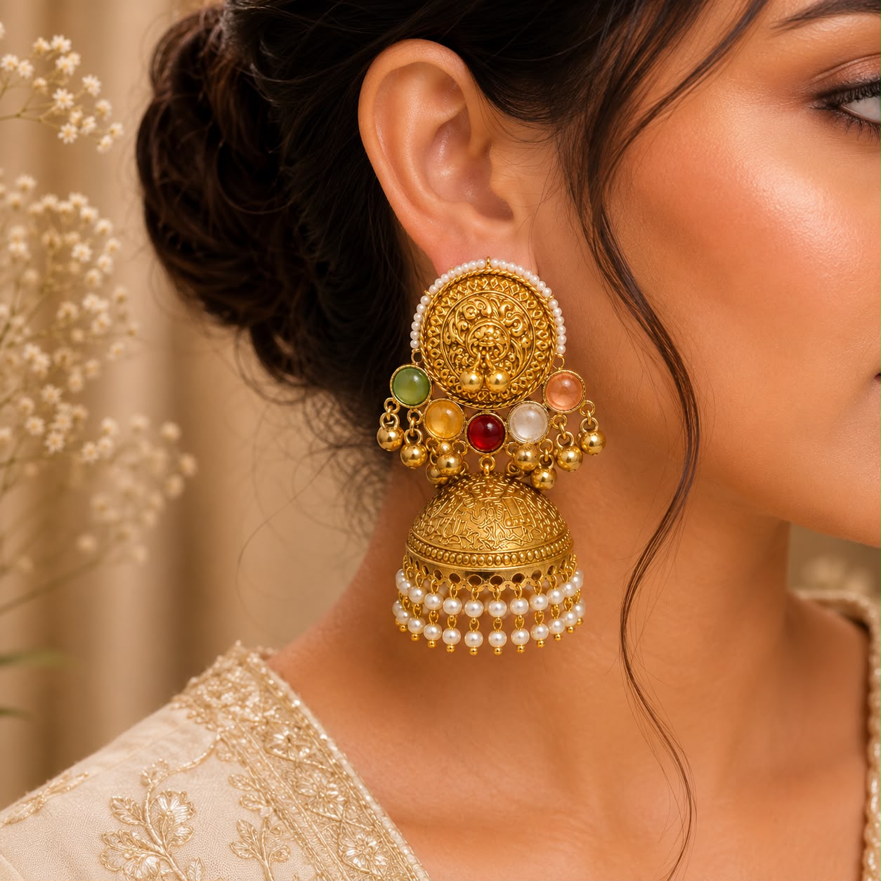 Royal Kashmiri Statement Jhumka Earrings