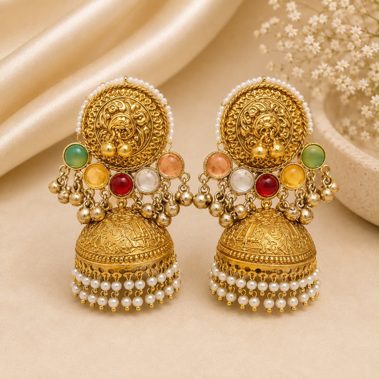 Royal Kashmiri Statement Jhumka Earrings