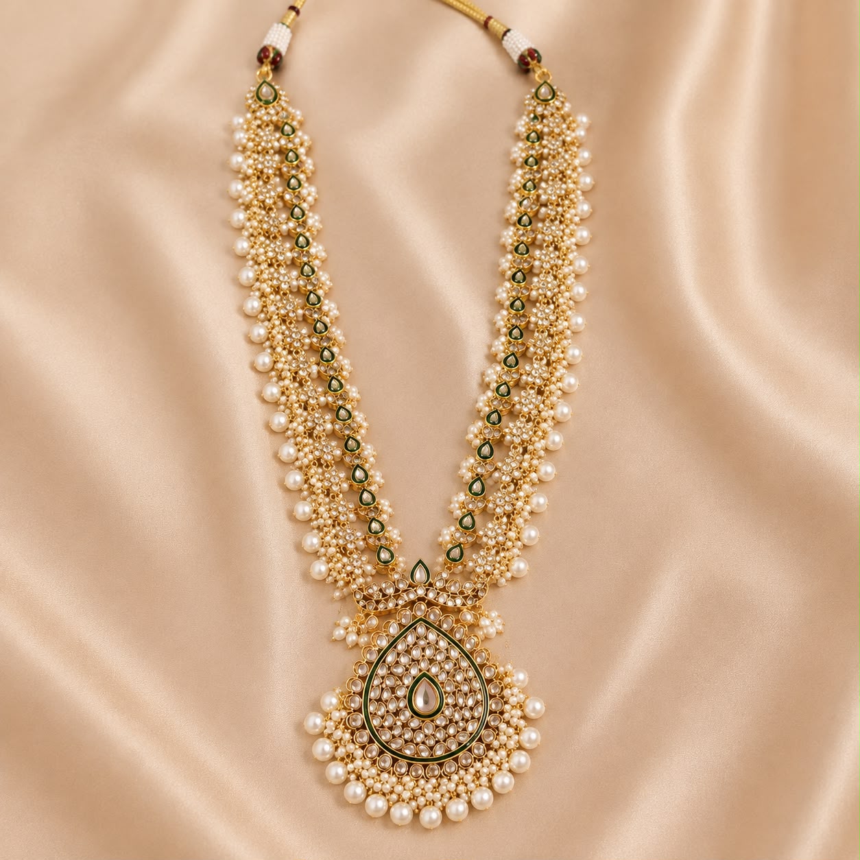 Royal Emerald Pearl Bridal Maala