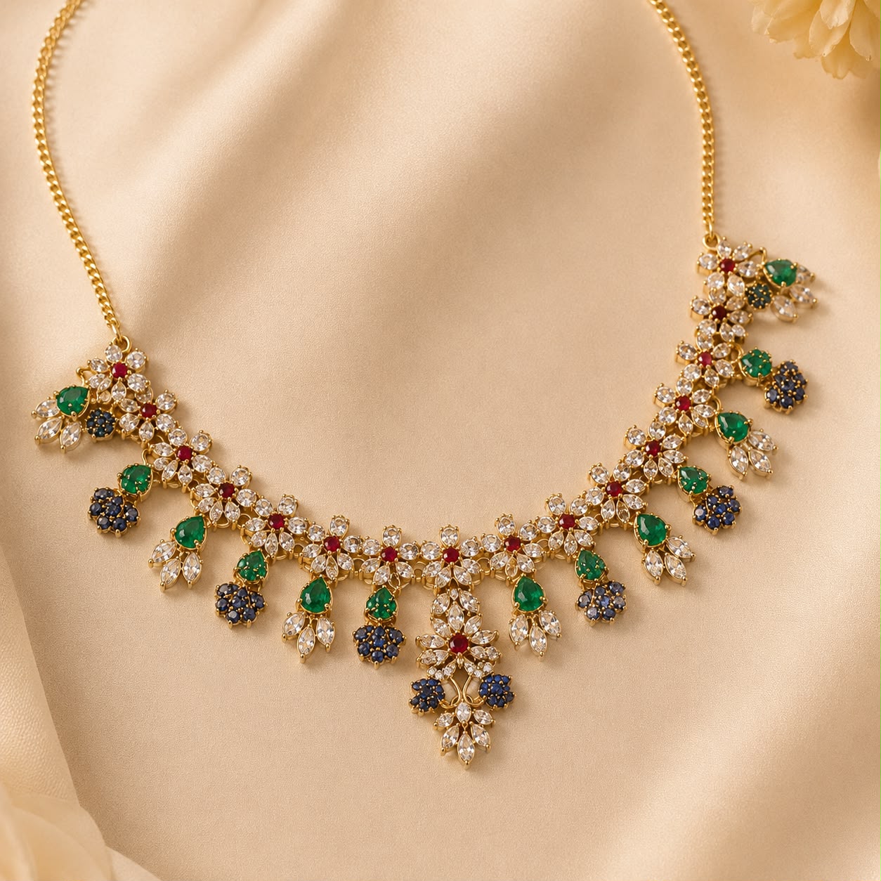 Royal Blossom Zircon Necklace Set