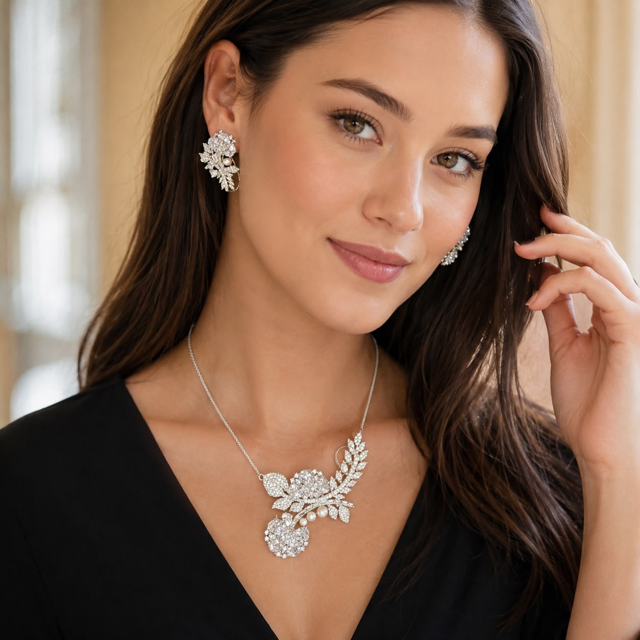 Silver Blossom Crystal Jewelry