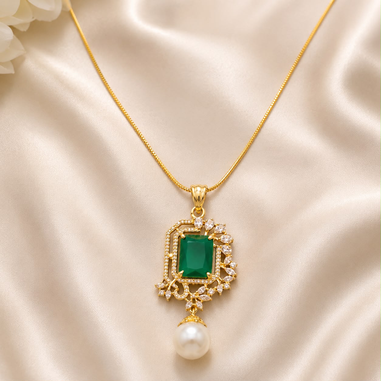Emerald Pearl Zircon Jewelry Set