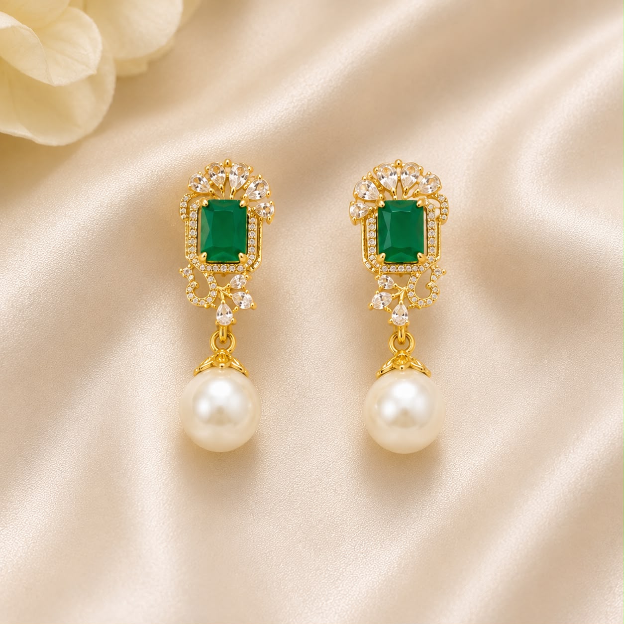 Emerald Pearl Zircon Jewelry Set